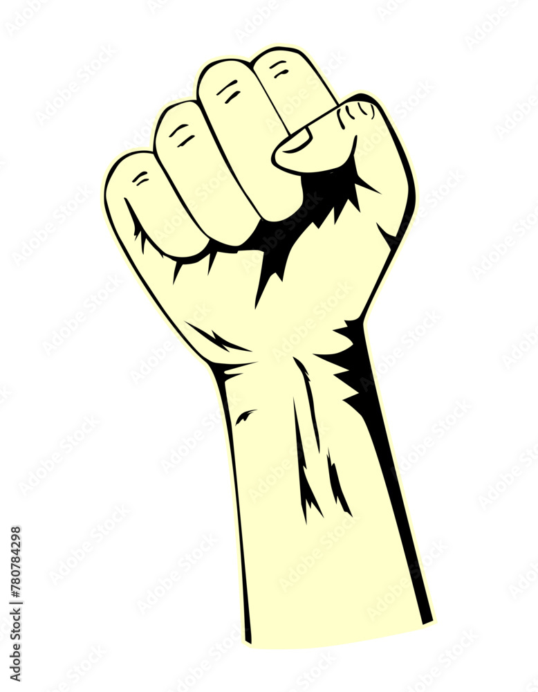 Raised hand with fist vector Raised hand with fist vector