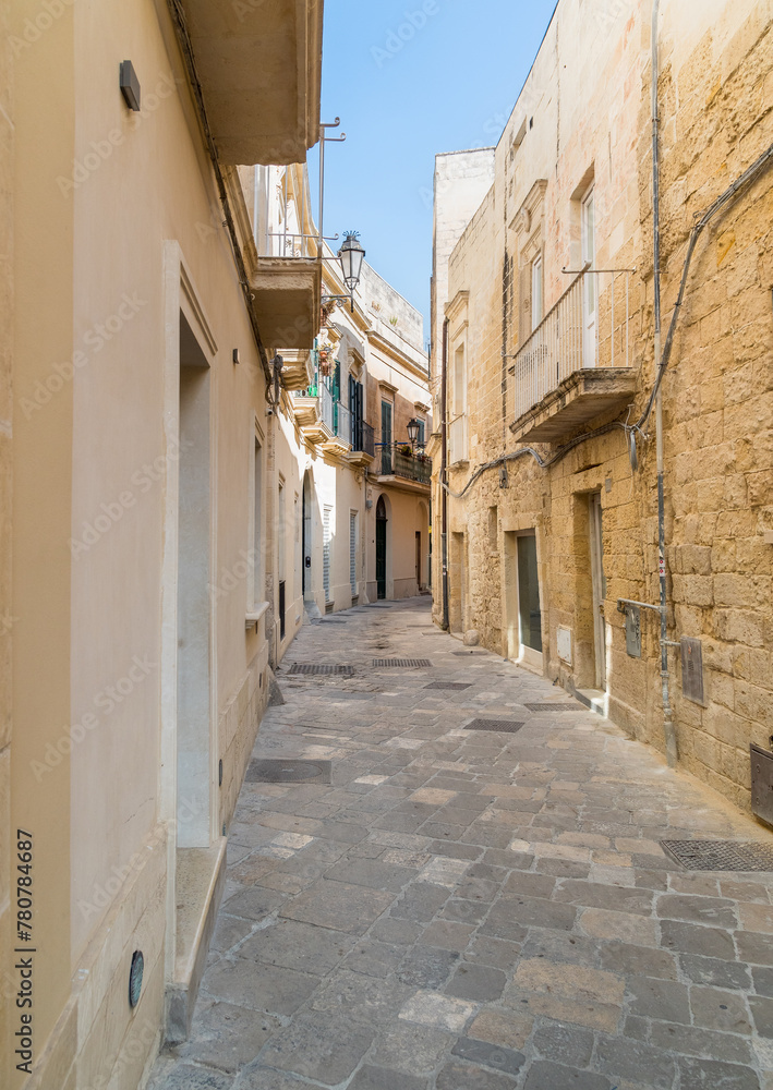 Narrow street in the historic center of Lecce, urban center of Salento in Puglia, Italy
