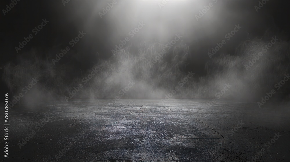 Naklejka premium Dark concrete floor texture shrouded in mist or fog
