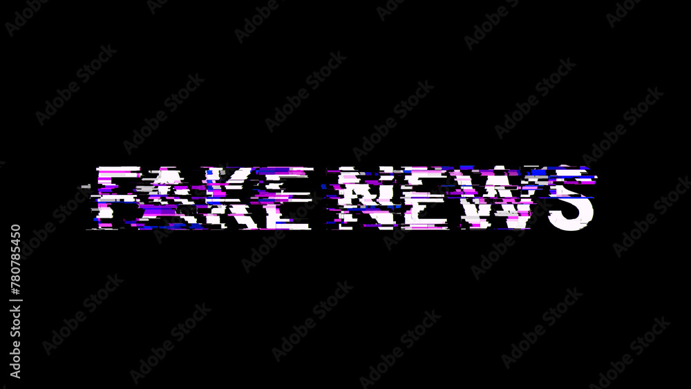 Fake news text with screen effects of technological glitches Fake news text with screen effects of technological glitches