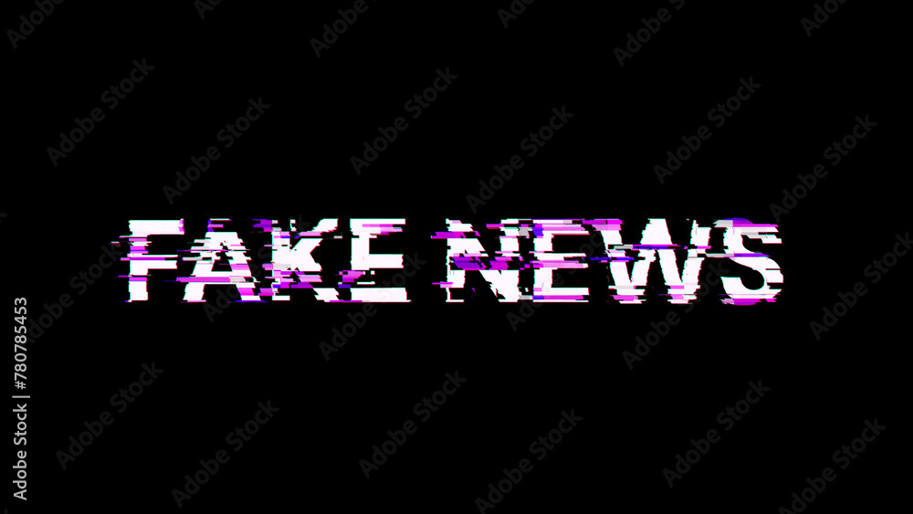 Fake news text with screen effects of technological glitches Fake news text with screen effects of technological glitches