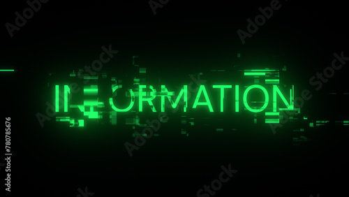 Information text with screen effects of technological glitches