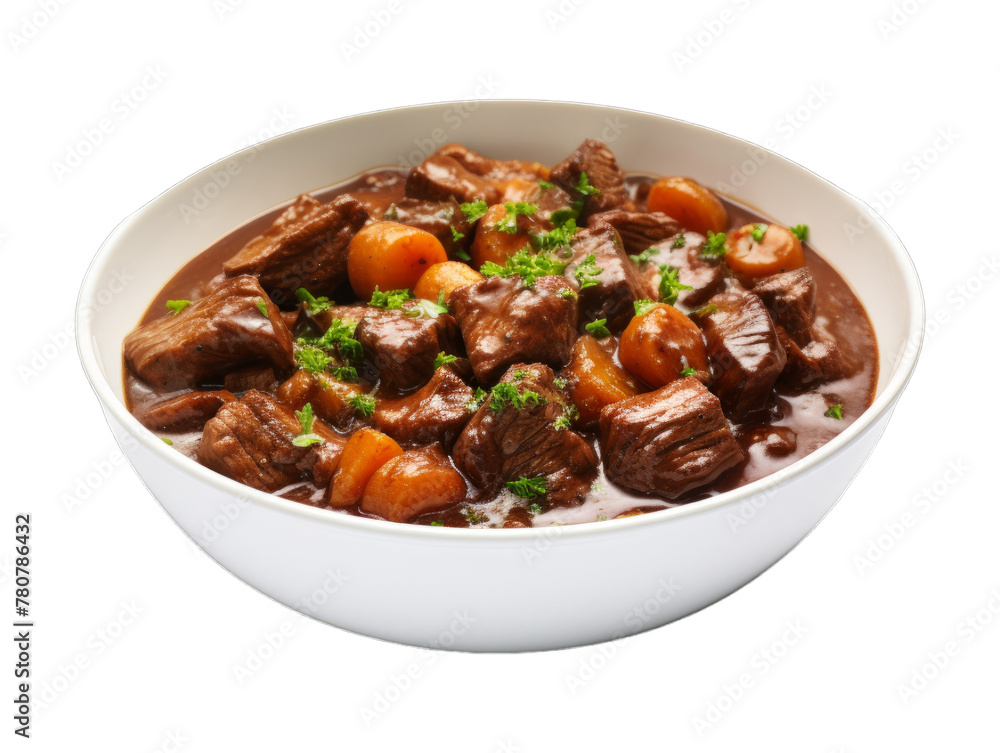 Beef And Guinness Stew isolated on transparent png background. Generative ai Beef And Guinness Stew isolated on transparent png background. Generative ai