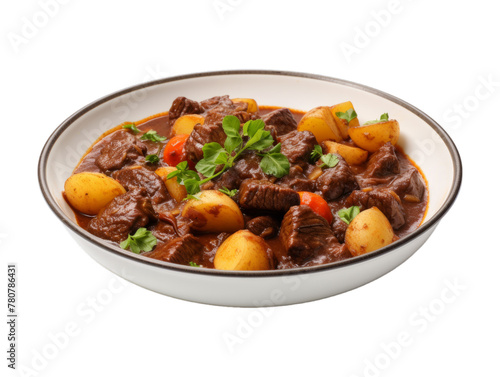 Beef And Guinness Stew isolated on transparent png background. Generative ai