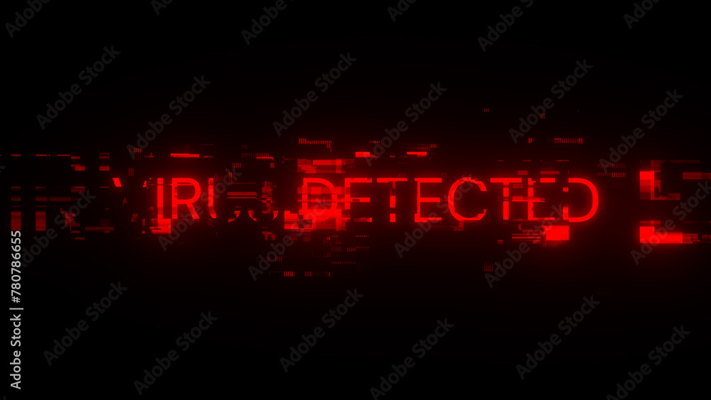 Obraz premium Virus detected text with screen effects of technological glitches