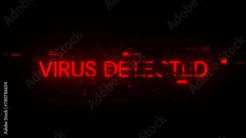 Virus detected text with screen effects of technological glitches