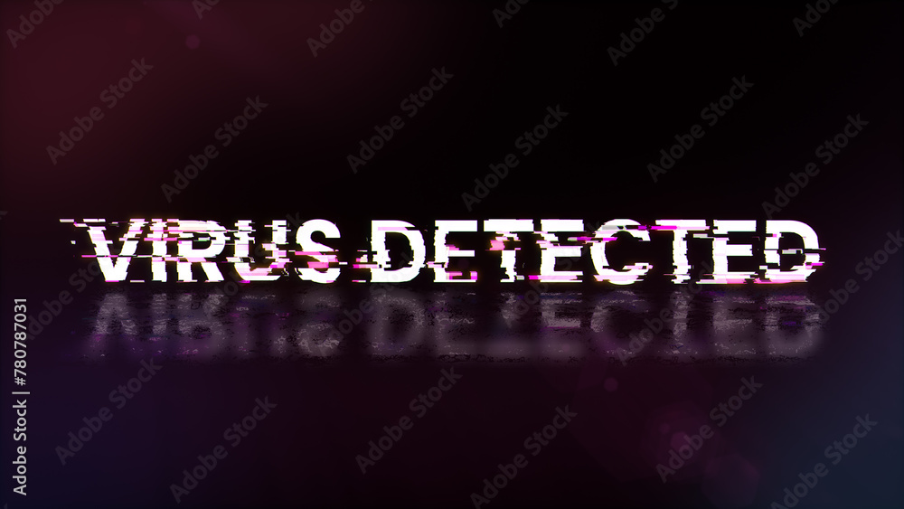 Virus detected text with screen effects of technological glitches Virus detected text with screen effects of technological glitches