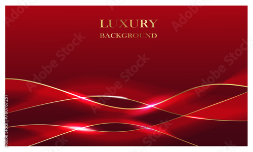 Vectof image of the luxury red background with the  shiny golden lines and text.