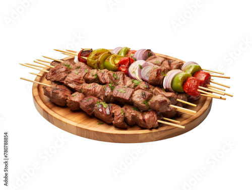 Beef Kabob Platter isolated on transparent png background. Generative ai