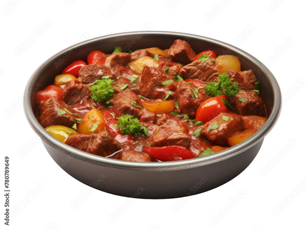 Beef Caldereta isolated on transparent png background. Generative ai Beef Caldereta isolated on transparent png background. Generative ai