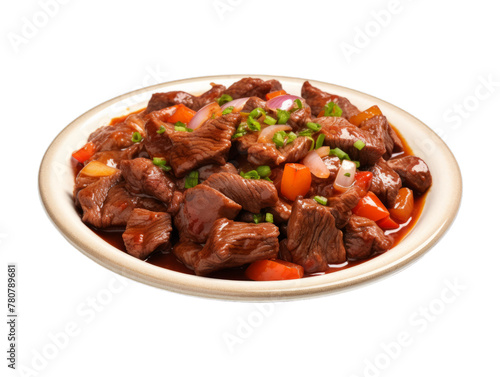 Beef Caldereta isolated on transparent png background. Generative ai