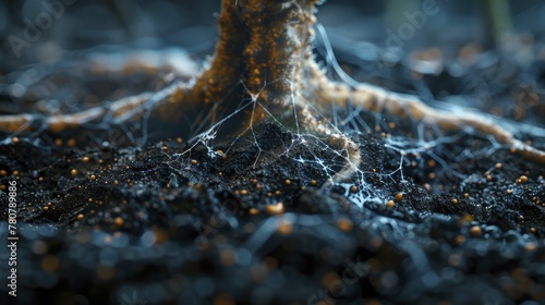 Exploring the intricate connections within a hidden fungal network beneath the earth reveals plant communication secrets. photo