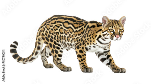 Jungle ocelot isolated on transparent background.  photo