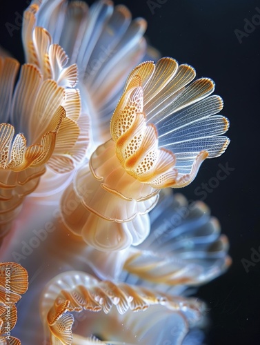Exploring the intricate design of a feather duster worm unveils the stunning allure of marine invertebrates. photo