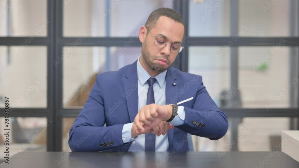 Waiting Mixed Race Businessman Checking Time on Wrist Watch Waiting Mixed Race Businessman Checking Time on Wrist Watch
