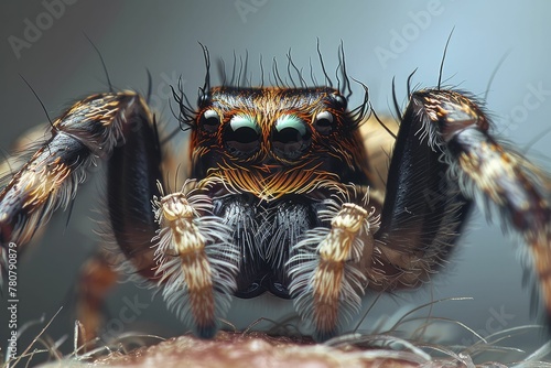 Exploring the intricate sight of a spider's eyes unveils the intricate world of arachnid vision. photo