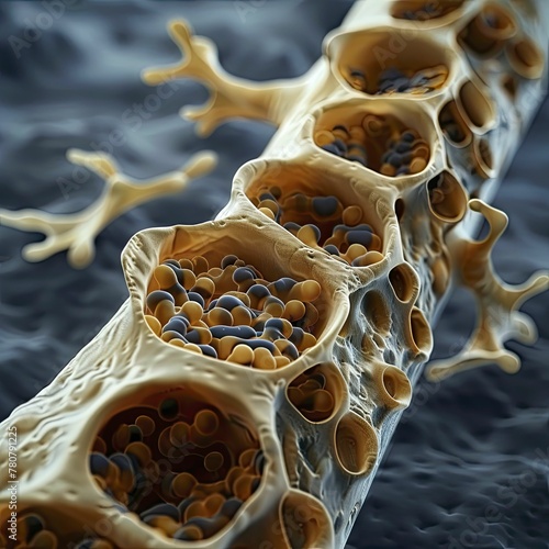 Detailed view of the cellular layout in a plant stem, revealing the structure for strength and transport. photo