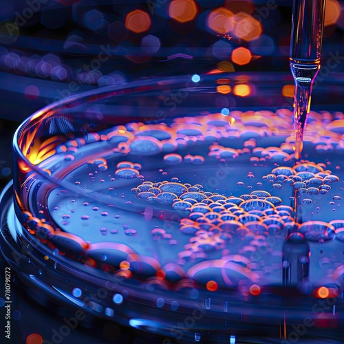 Exploring the mesmerizing intricacies of a chemical reaction in a petri dish, unveiling the captivating essence of scientific exploration. photo