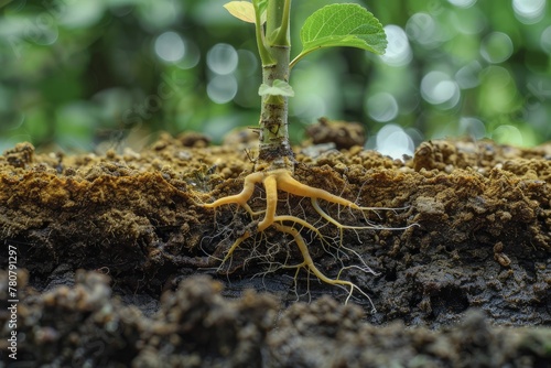 Exploring the intricate relationship between plant roots and mycorrhizal fungi, highlighting their symbiotic connection. © Kanisorn