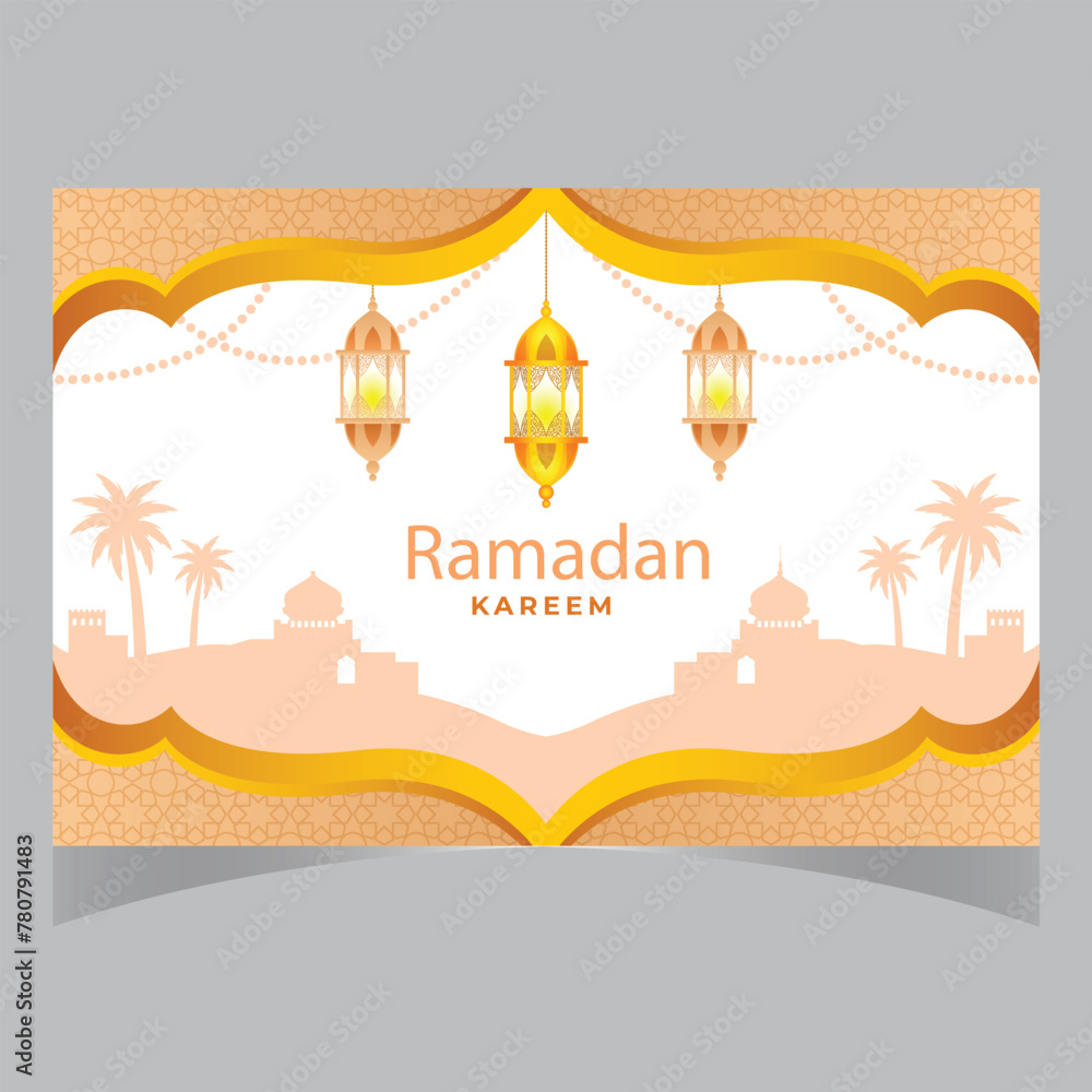 Ramadan Kareem. Islamic greeting card template with ramadan for wallpaper design. Poster, media banner. A set of vector illustrations.