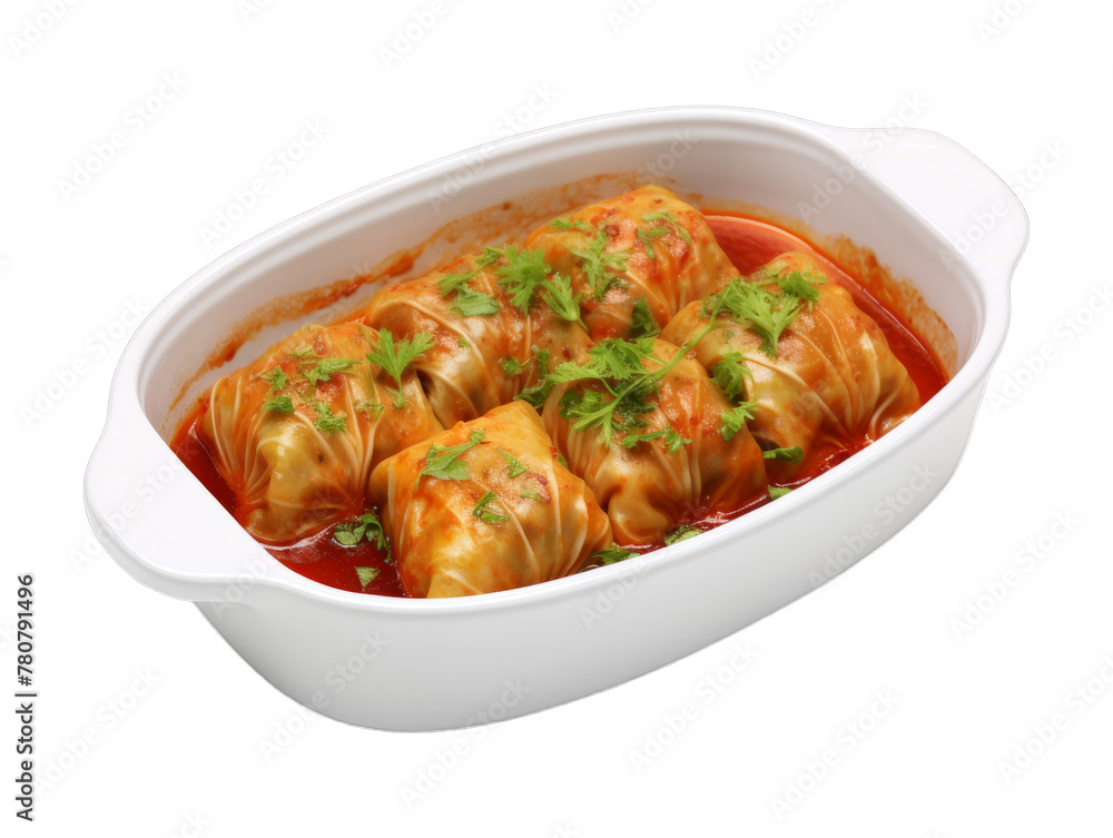 Beef Stuffed Cabbage Rolls isolated on transparent png background. Generative ai Beef Stuffed Cabbage Rolls isolated on transparent png background. Generative ai