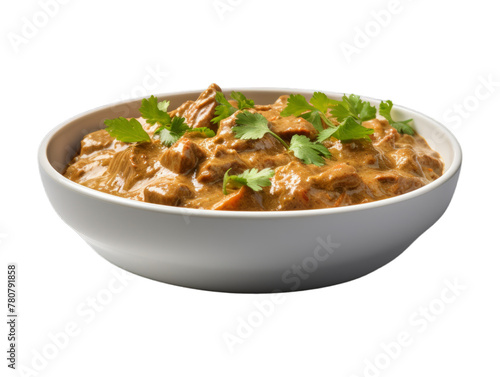 Beef Korma isolated on transparent png background. Generative ai