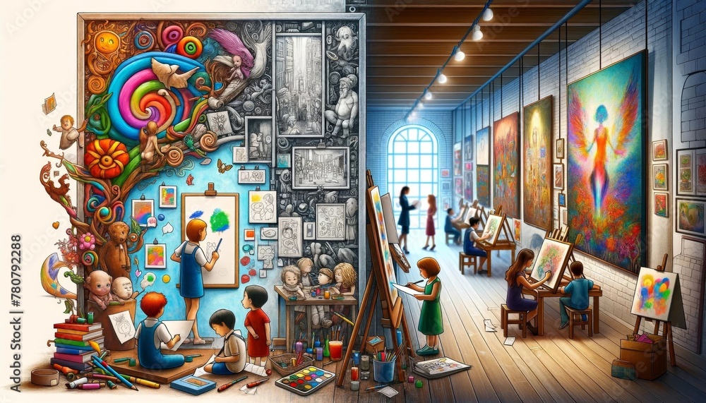 Art Class in Vibrant Creativity Studio