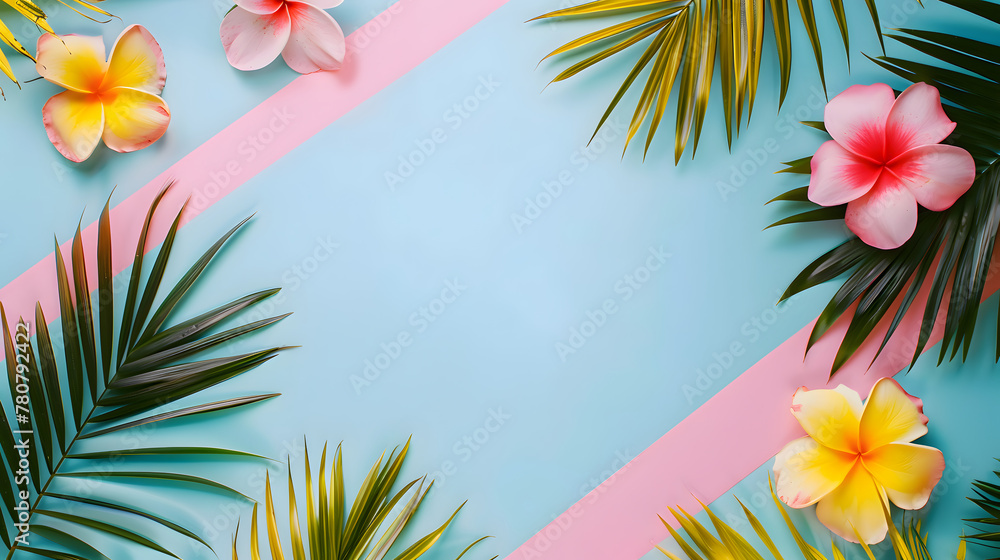 Summer tropical banner - Refreshing design pop colors background