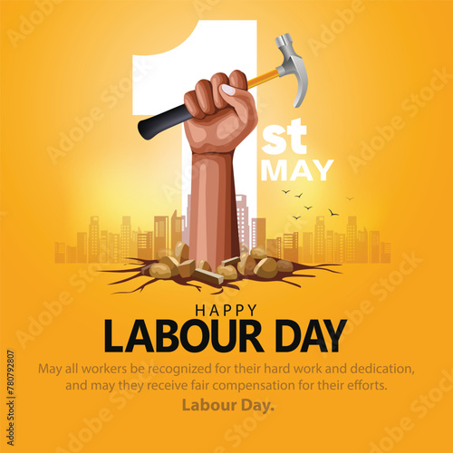 happy Labour day or international workers day vector illustration. labor day and may day celebration design.