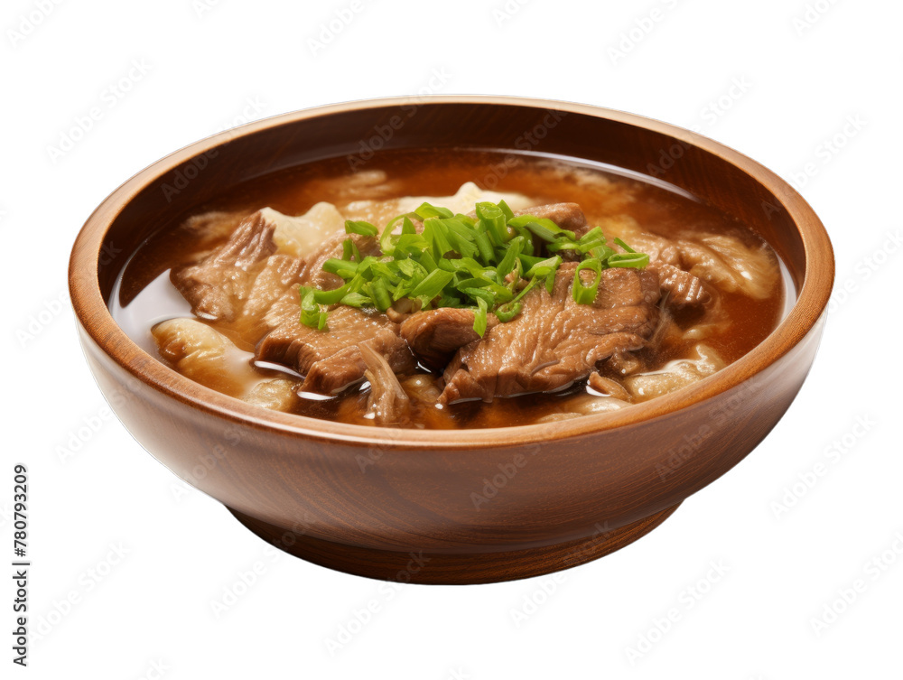 Beef Tendon Soup isolated on transparent png background. Generative ai Beef Tendon Soup isolated on transparent png background. Generative ai