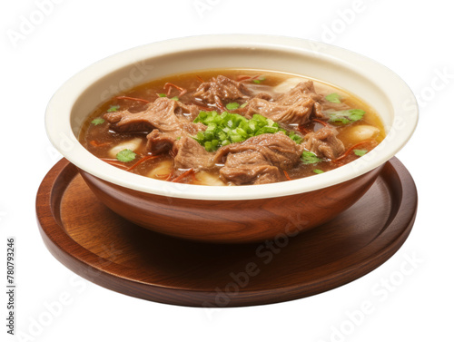 Beef Tendon Soup isolated on transparent png background. Generative ai