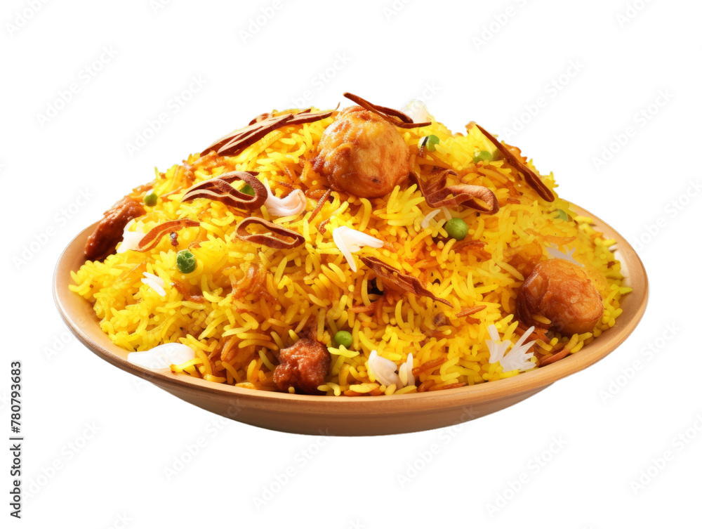 Biryani isolated on transparent png background. Generative ai Biryani isolated on transparent png background. Generative ai