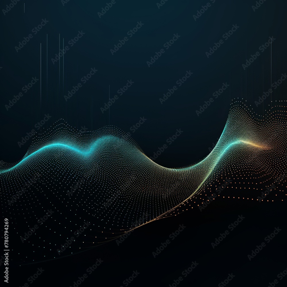 illustration of Abstract digital wave of particles Futuristic point, Generative ai