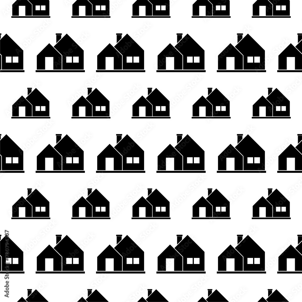 House home icon seamless pattern isolated on white background