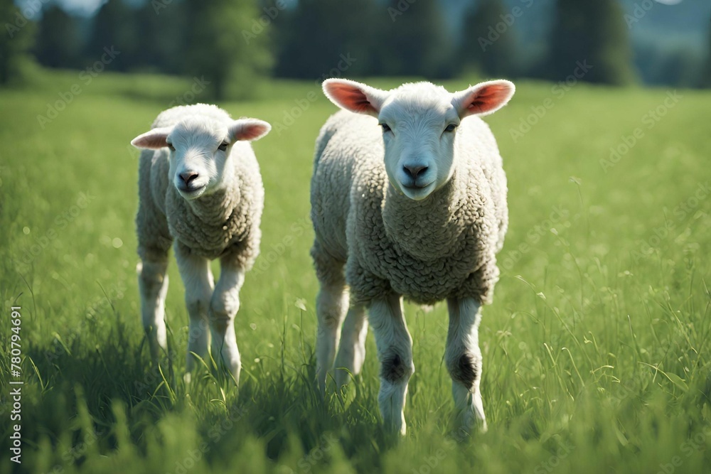 Fototapeta premium sheep and lambs