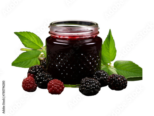 Blackberry Jam isolated on transparent png background. Generative ai