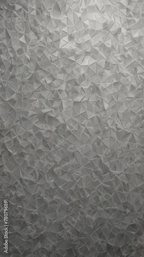 Textured surface composed of numerous geometric shapes, predominantly triangles, creates visually captivating pattern. Intricate design characterized by varying shades of gray that accentuate depth.