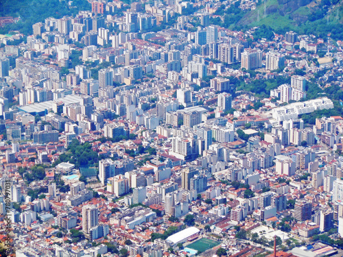 Aerial view of the Tijuca and Maracana neighboorhood streets  Maracana Stadium and Bandeira Square. Rio de Janeiro City  Feb 2018