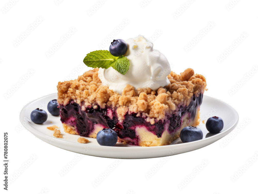 Blueberry Crumble isolated on transparent png background. Generative ai Blueberry Crumble isolated on transparent png background. Generative ai