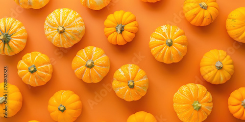Set of  pumpkins pattern on yellow background  for an autumn halloween banner or template themes