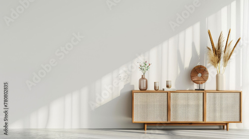 wooden cabinet and decor in living room