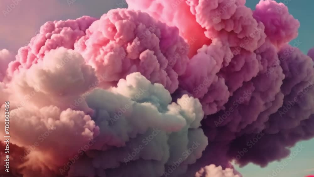 Floating clouds of pink pastel clouds, soft sunlight, smoke Floating clouds of pink pastel clouds, soft sunlight, smoke