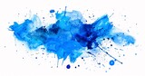 a blue paint splatter on a white background