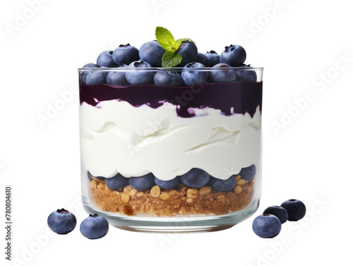 Blueberry Trifle isolated on transparent png background. Generative ai