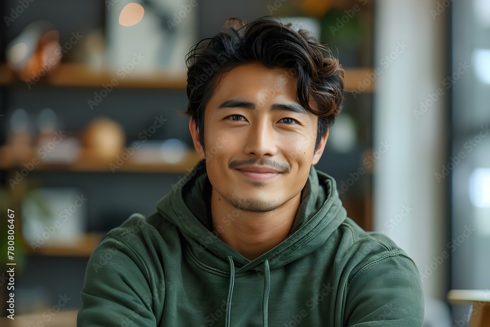 Asian man in green sweatshirt smiling suitable for clothing sale mockup. Concept Portrait Photography, Fashion Photography, Mockup Template, Green Sweatshirt, Asian Model Asian man in green sweatshirt smiling suitable for clothing sale mockup. Concept Portrait Photography, Fashion Photography, Mockup Template, Green Sweatshirt, Asian Model
