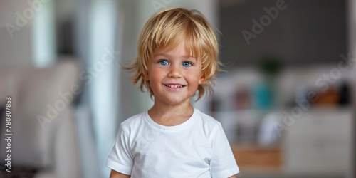 A cute smiling blonde hair ...