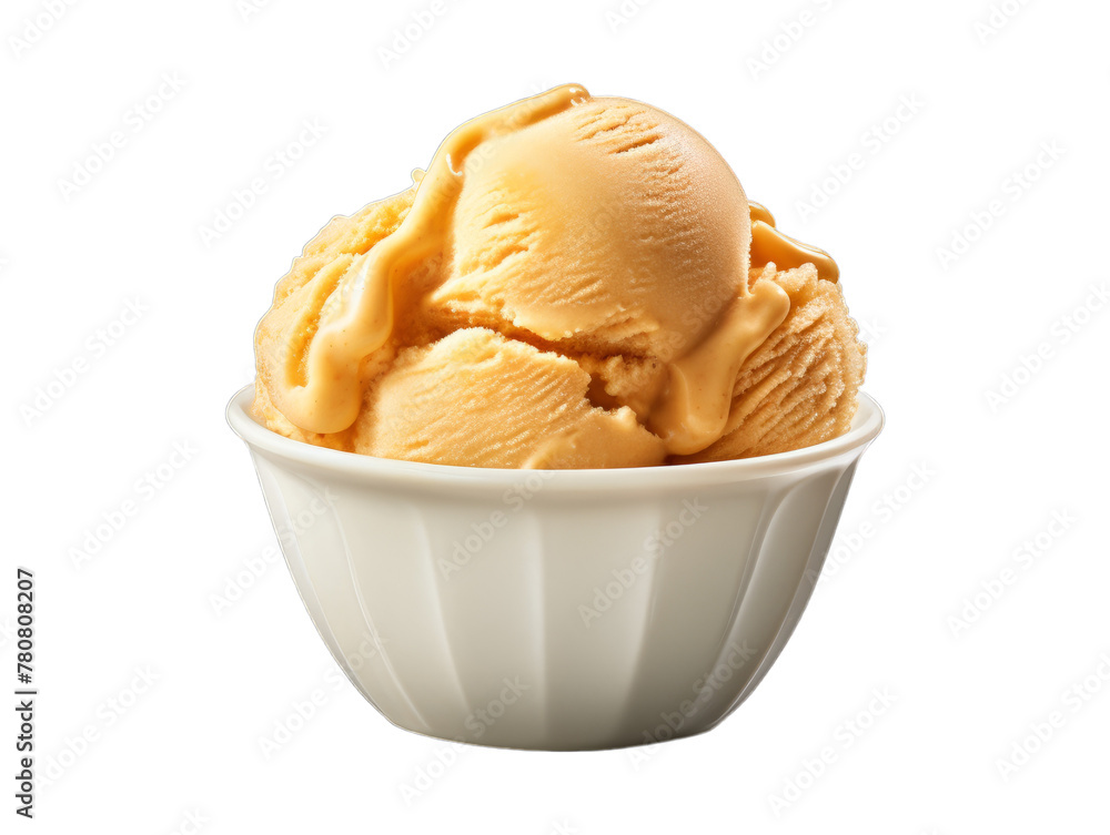 Caramel Sorbet isolated on transparent png background. Generative ai Caramel Sorbet isolated on transparent png background. Generative ai