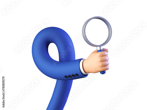 3d render, funny cartoon character flexible hand with microphone, clipart isolated on white background. internet search metaphor