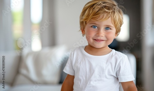 A cute smiling blonde hair ...
