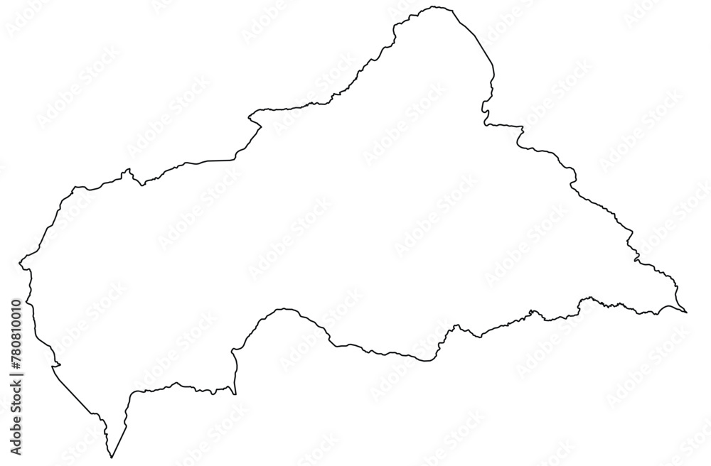 Outline of the map of Central African Republic with regions
